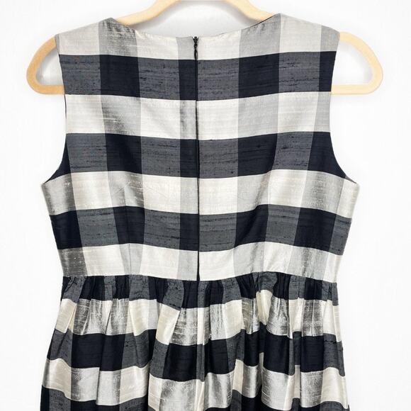 Vian Hunter Buffalo Plaid Retro Silk Sleeveless Pleated Fit and Flare Dress 6 - Picture 8 of 13